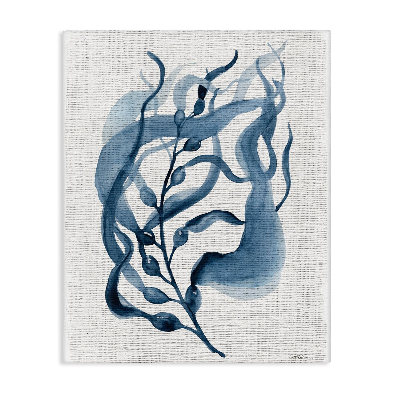 Stupell Industries Fluid Blue Herb Leaf Canvas Design by Carol Robinson